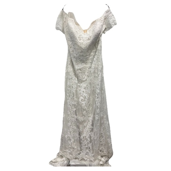 WATTERS 4011T Wedding Gown White Lace Mesh Dress 22W Bridal Maxi Train NWOT - Picture 3 of 13